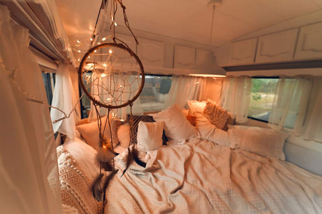 Interior of motor home's bedroom. Camping trailer, 11 Awesome RV Bedroom Ideas