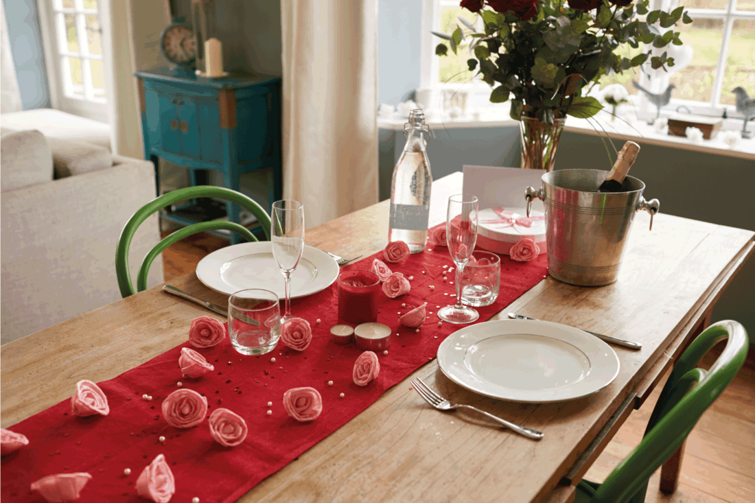 Table Setting For Romantic Valentines Day Meal