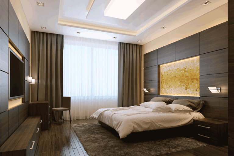 modern Bedroom with Recessed Lighting, brown tones and white. 15 Bedroom Recessed Lighting Ideas To Check Out