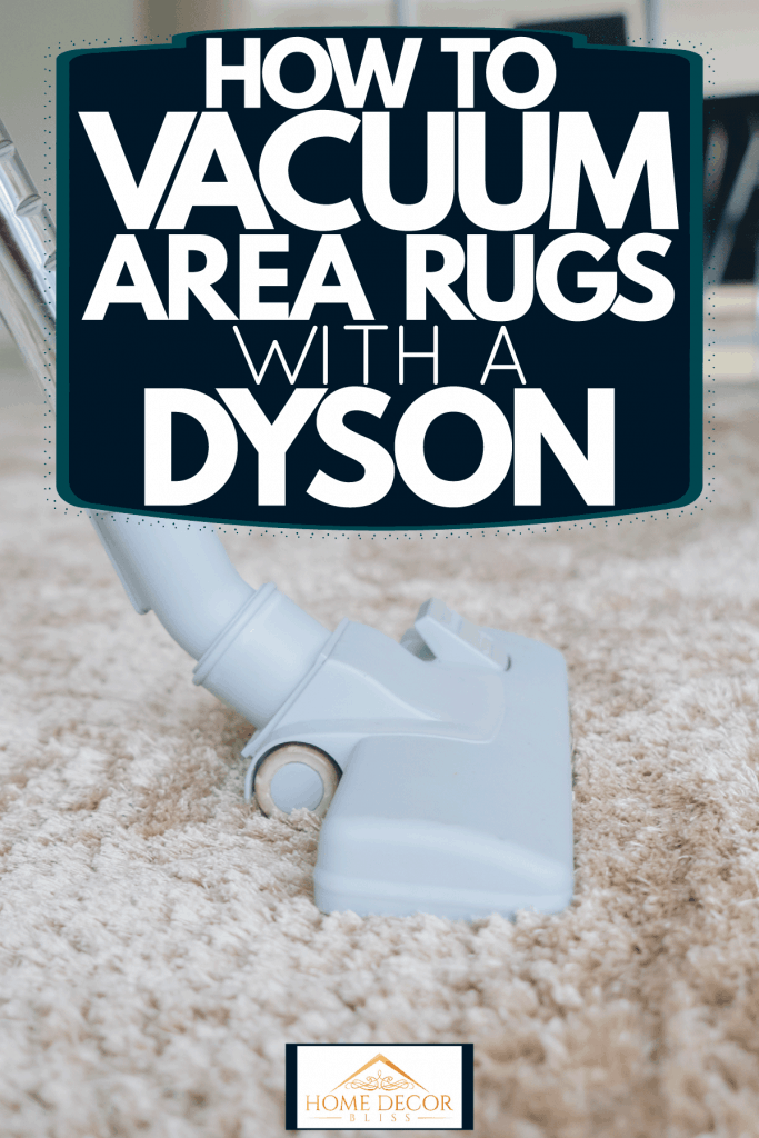 A man using a vacuum cleaner to clean the area rug, How To Vacuum Area Rugs With A Dyson