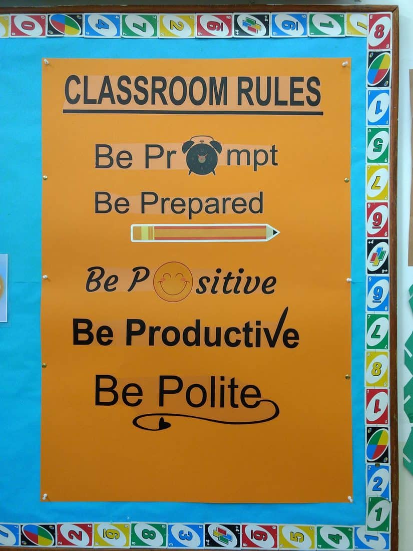 A set of 5 motivational classroom rules bulletin board
