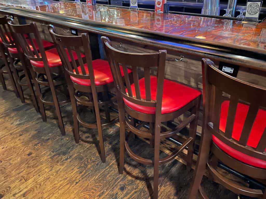 Bar stools in a commercial restaurant