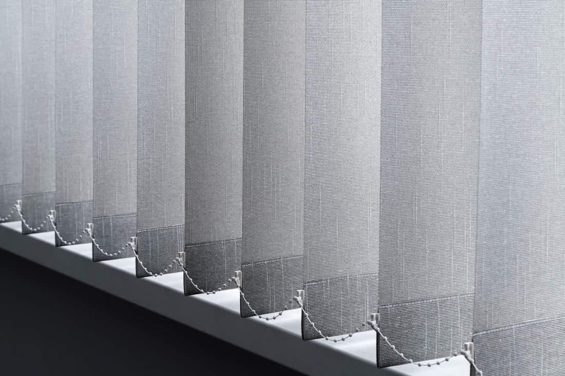 Close-up view of fabric curtain made of dense fabric in the corpora office