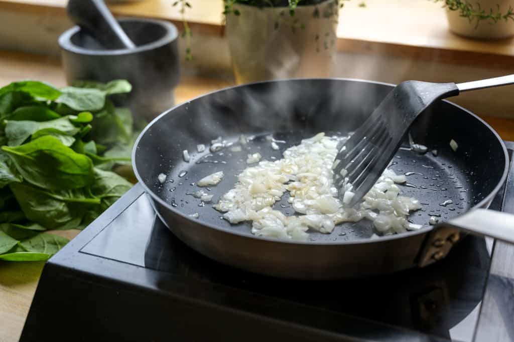 Cooking onions in a non-stick skillet