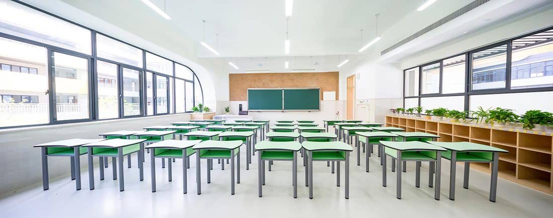 Design and decoration in empty modern classroom