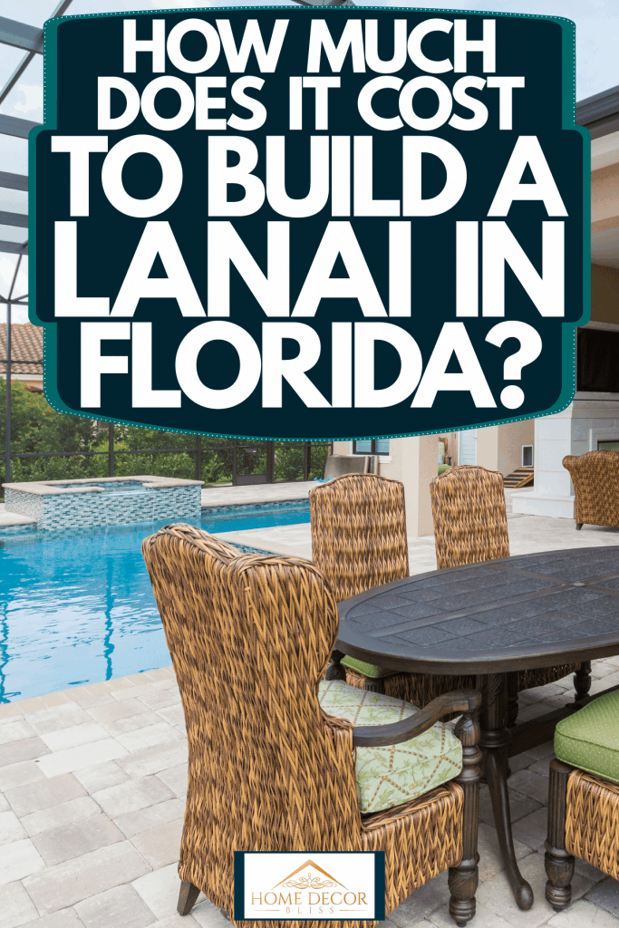 A gorgeous lanai screen on the back of a contemporary house patio with a pool on the back, How Much Does It Cost To Build A Lanai In Florida?