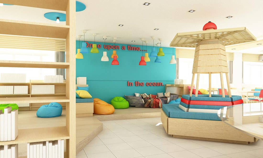 Kids school library interior design for student