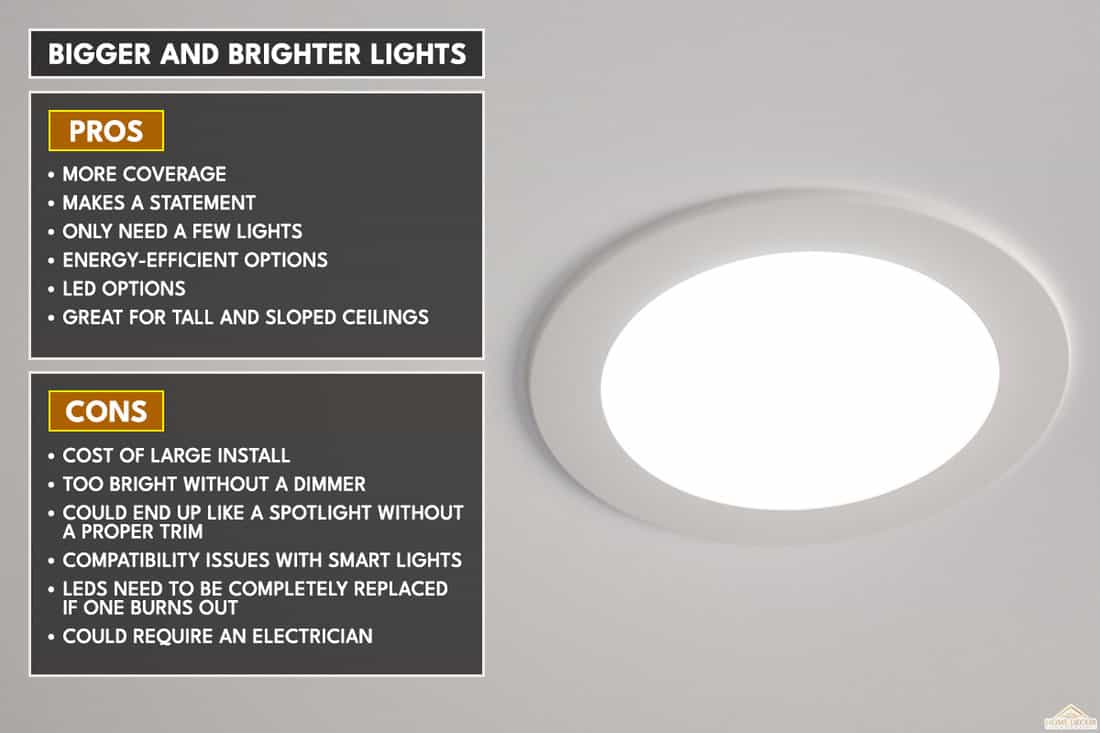 Pros and cons of bigger and brighter lights, How Big And How Bright Should Recessed Lighting Be?
