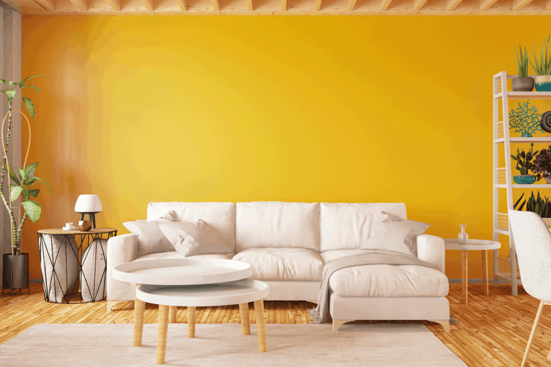 Sofa with Yellow Wall