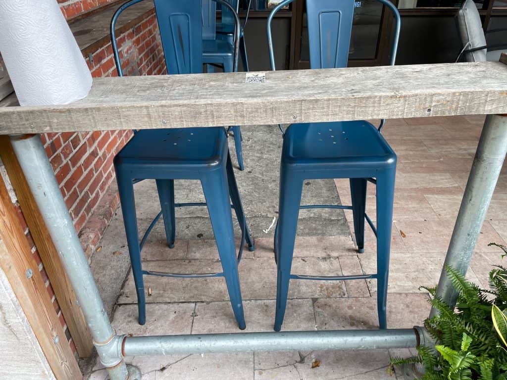two bar stools sitting next to each other