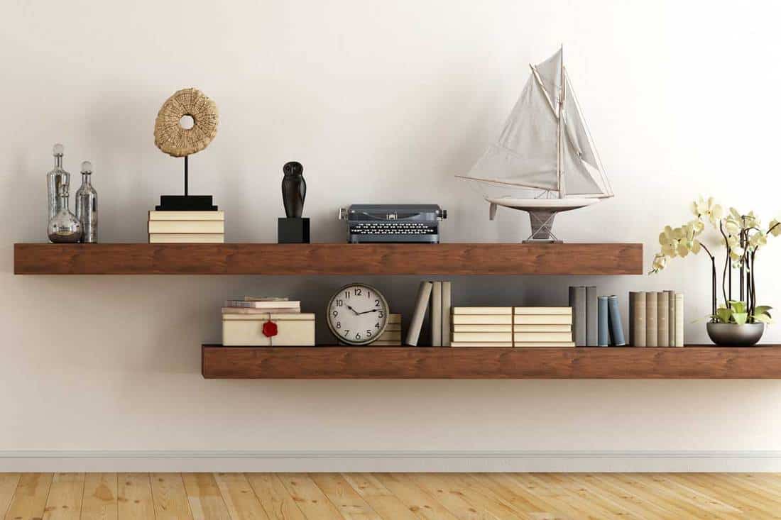 Retro vintage living room with wooden shelves, How Much Space Should Be Between Shelves?
