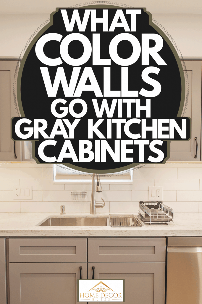 Gray cabinets and cupboard inside a small and narrow kitchen, What Color Walls Go With Gray Kitchen Cabinets?