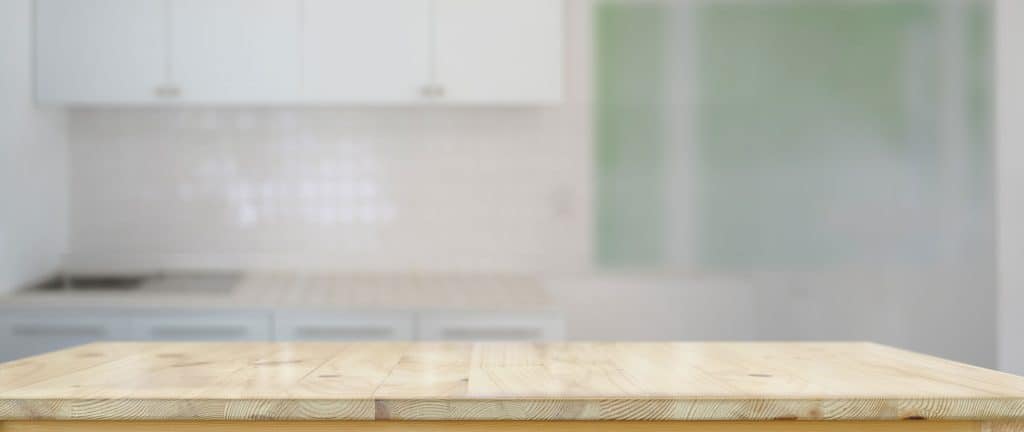 Wooden countertop of a kitchen