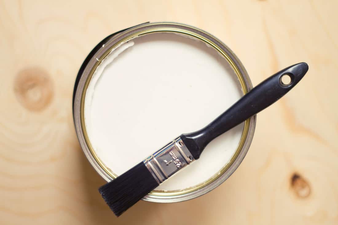 A can of primer paint and a paint brush on top, Does Benjamin Moore Paint Need Primer?