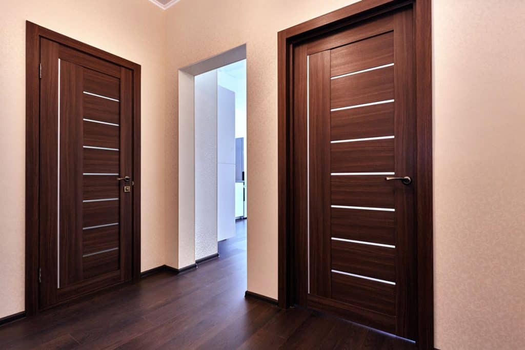 Dark brown colored bedroom doors