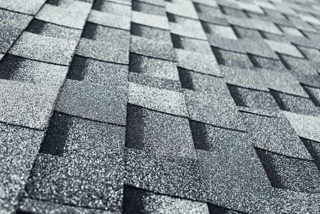 Gray shingle roofing photographed in detail