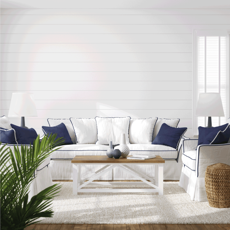 Hampton style living room interior, What Color Coffee Table Goes With A White Couch
