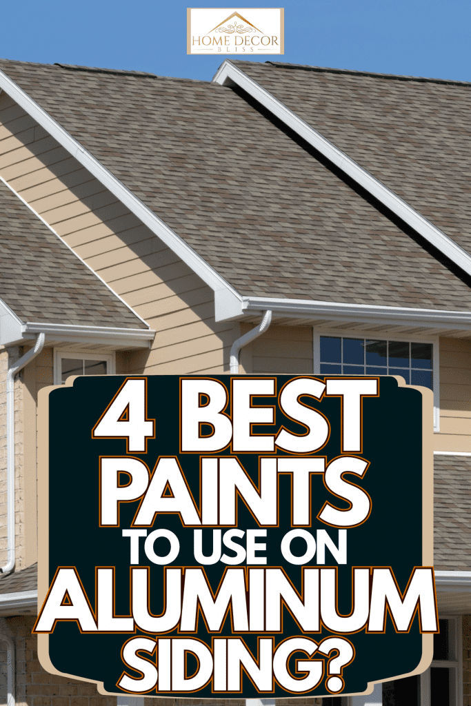 A huge two storey mansion with a light brown painted siding, white framed windows and a gray asphalt roofing, 4 Best Paints To Use On Aluminum Siding