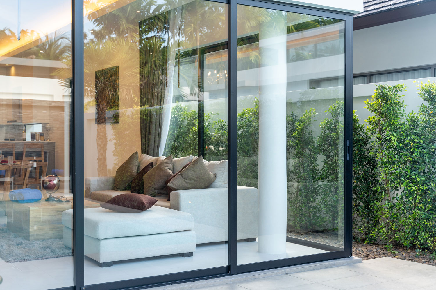A sliding glass door of a luxurious and contemporary designed house, How To Remove A Sliding Glass Door Panel