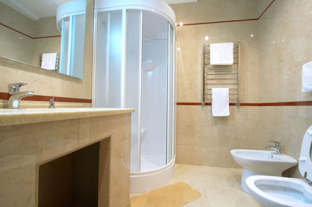 Bathroom with a shower cubicle in hotel