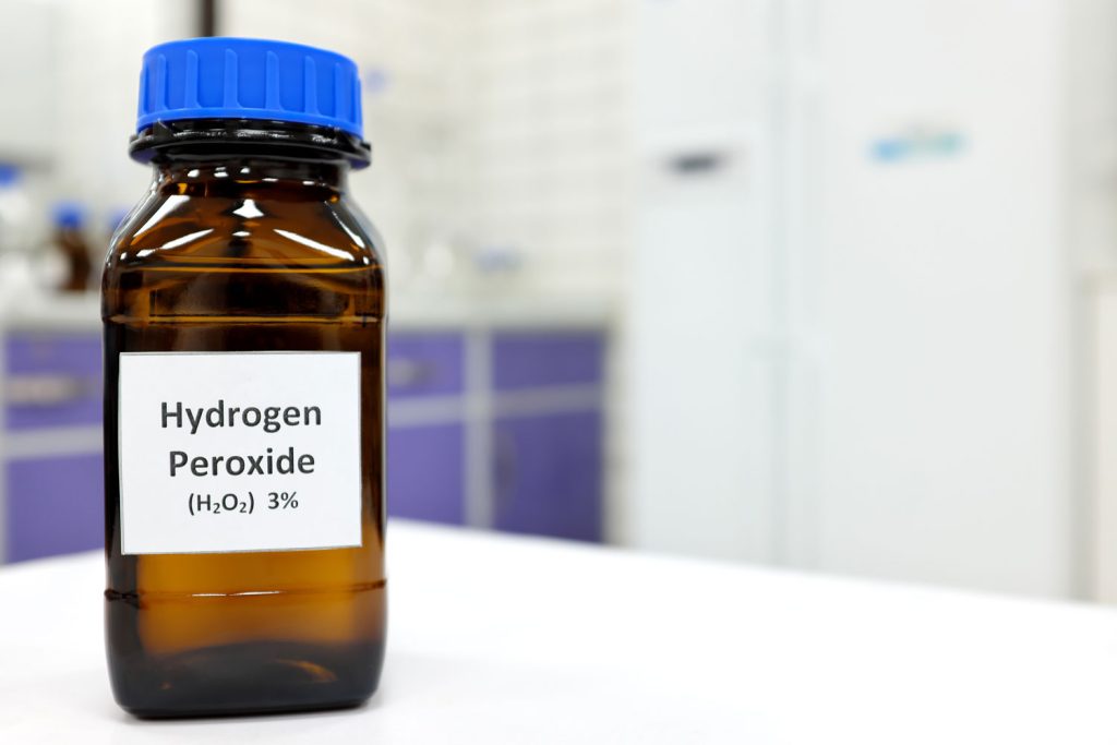 A bottle of Hydrogen Peroxide