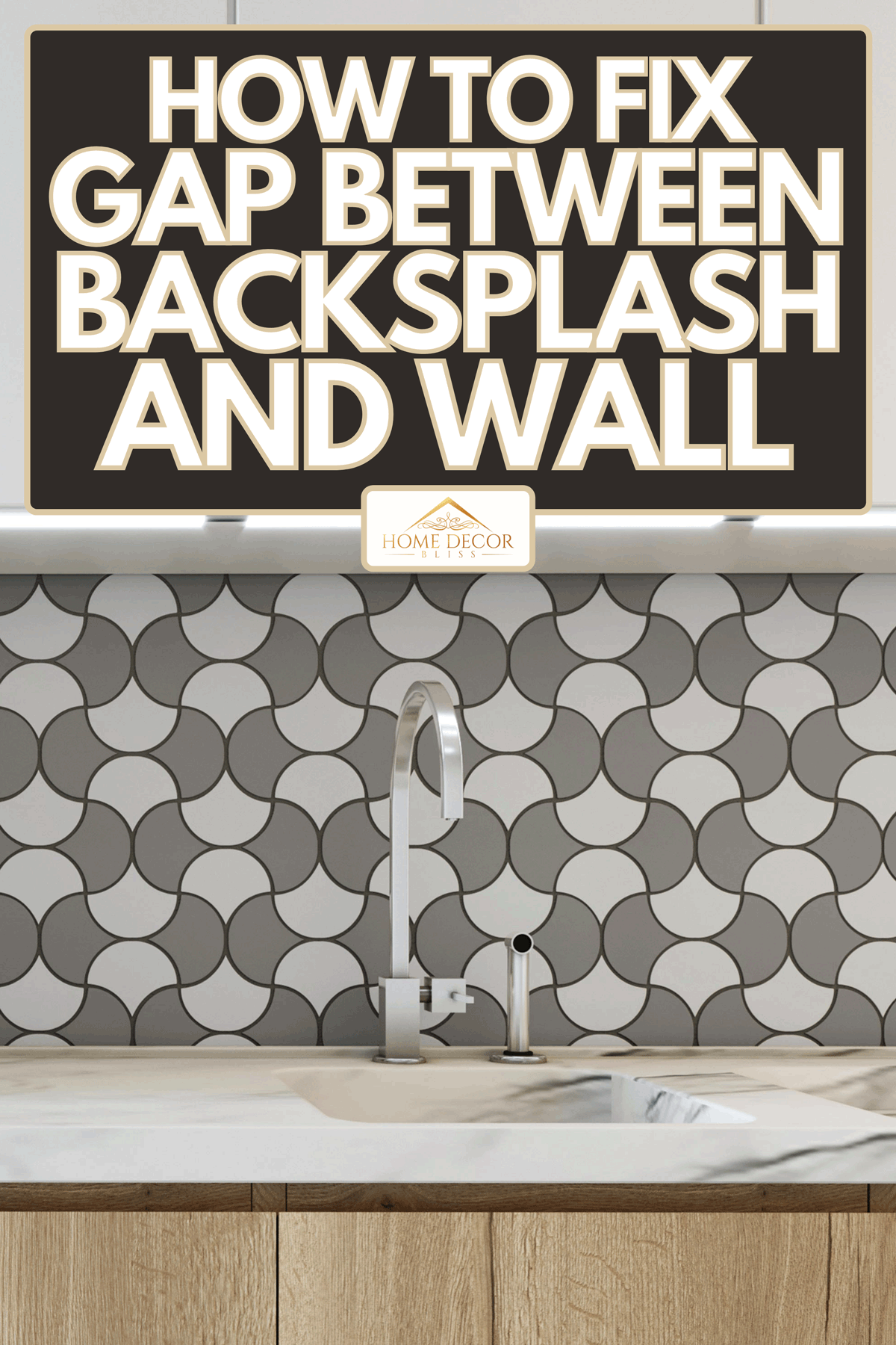 Kitchen interior with ceramic mosaic backsplash, How To Fix Gap Between Backsplash And Wall