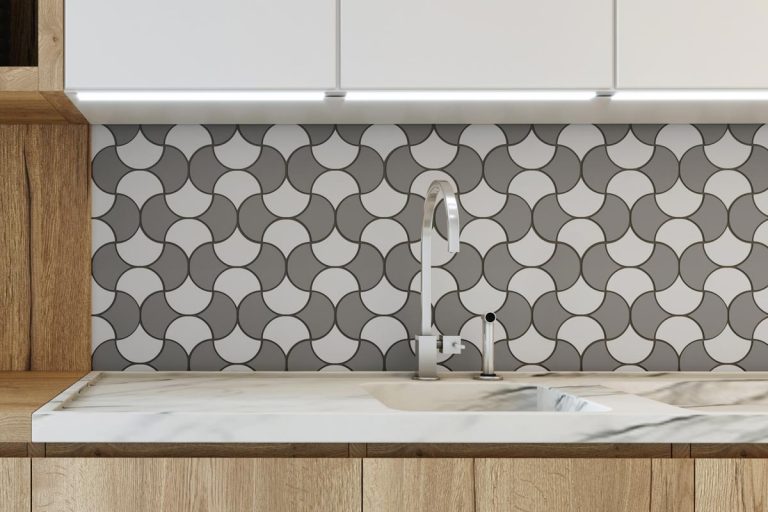 A kitchen interior with ceramic mosaic backsplash, How To Fix Gap Between Backsplash And Wall
