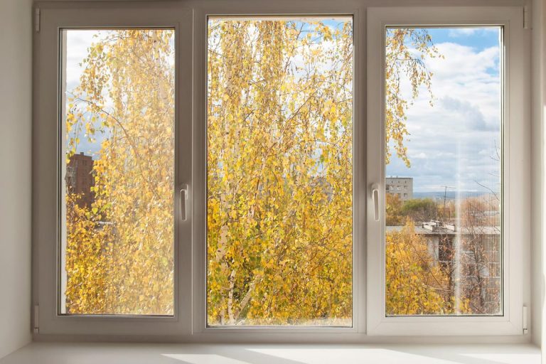 New white window overlook autumn yellow trees, How Long Should Casement Windows Last?