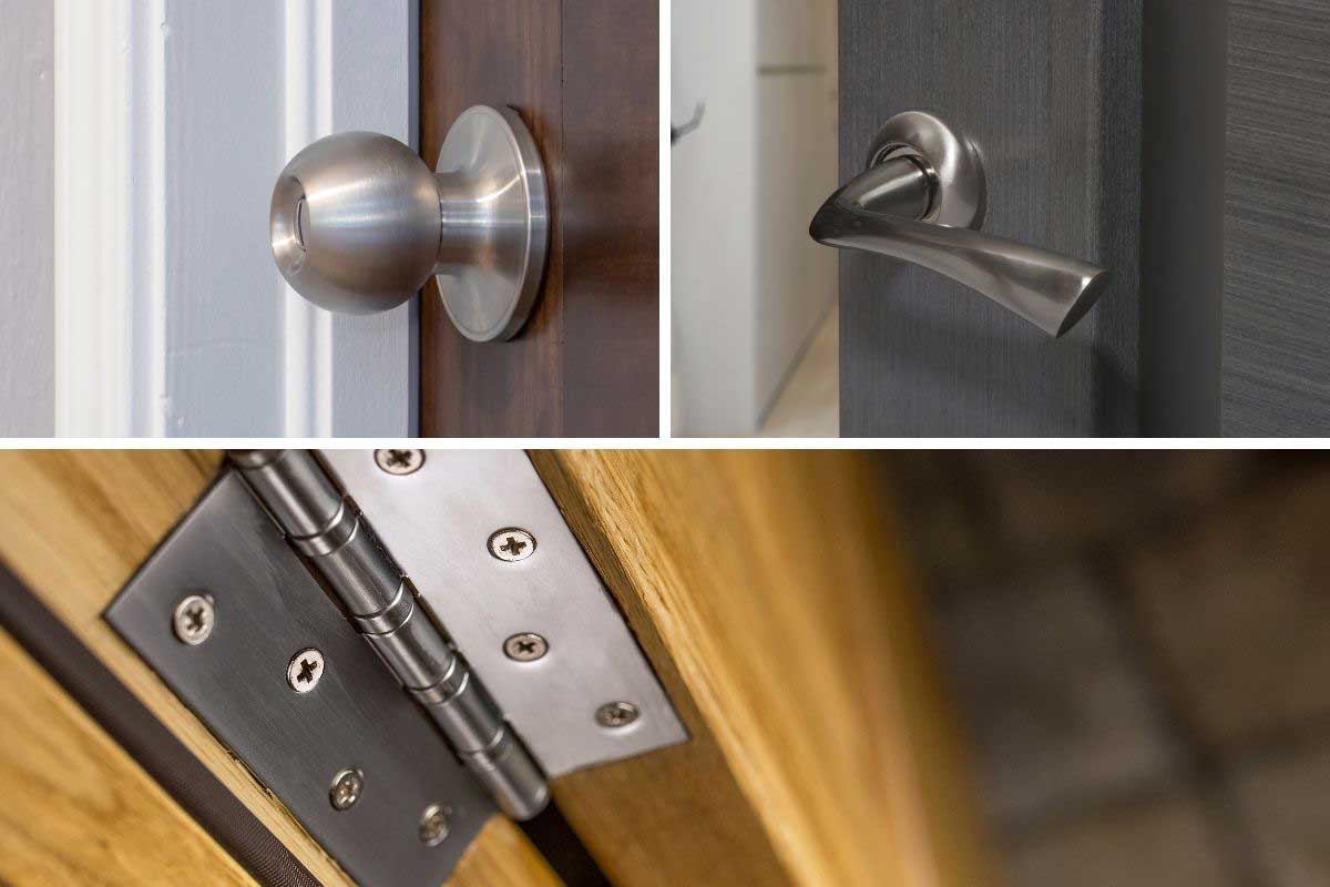Picture of door knob, handles and door hinges, Should Door Handles and Knobs Match The Hinges?