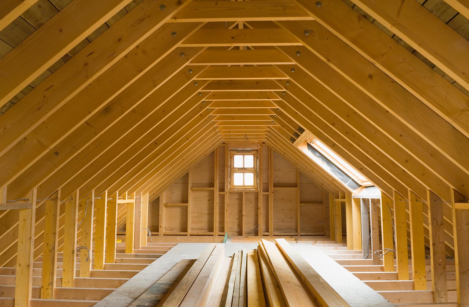 Attic space in newly-built house