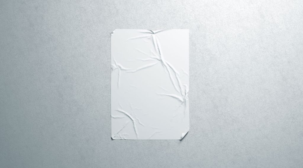 Blank white wheatpaste adhesive poster mockup