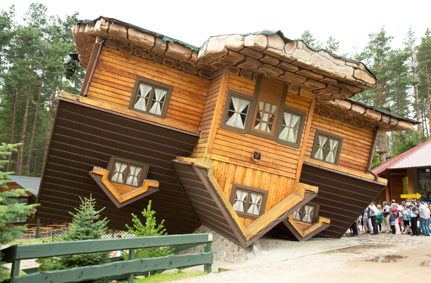 wooden upside down house