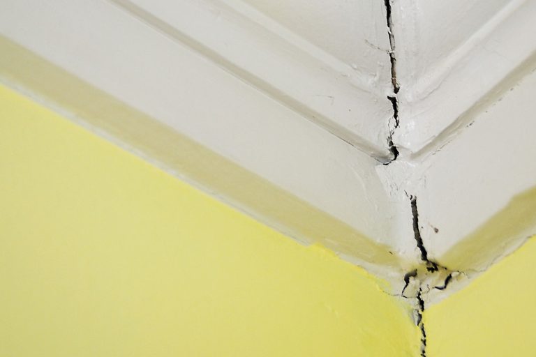 A crack from the wall leading to the crown molding of the ceiling, Crack Where Wall Meets Ceiling - What To Do?
