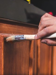 Coating an oak wood cabinet with varnish on surface, How To Darken Oak Cabinets