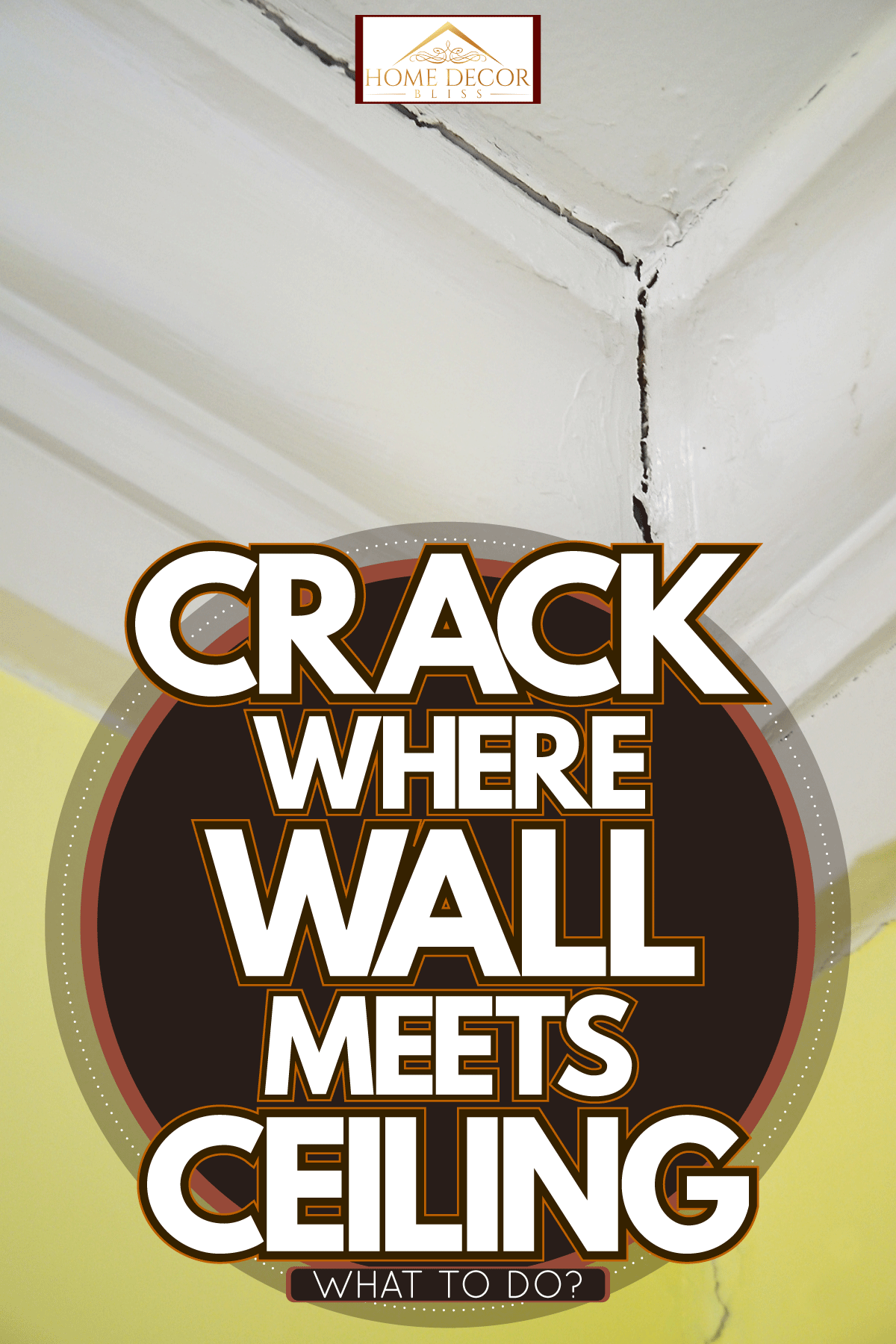 A crack from the wall leading to the crown molding of the ceiling, Crack Where Wall Meets Ceiling - What To Do?