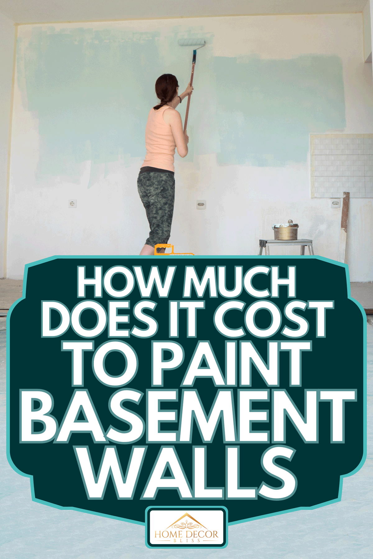 Woman painting wall using paint roller, How Much Does It Cost To Paint Basement Walls?