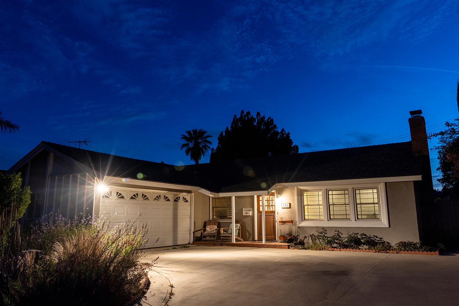 Residential home in southern California at twilight