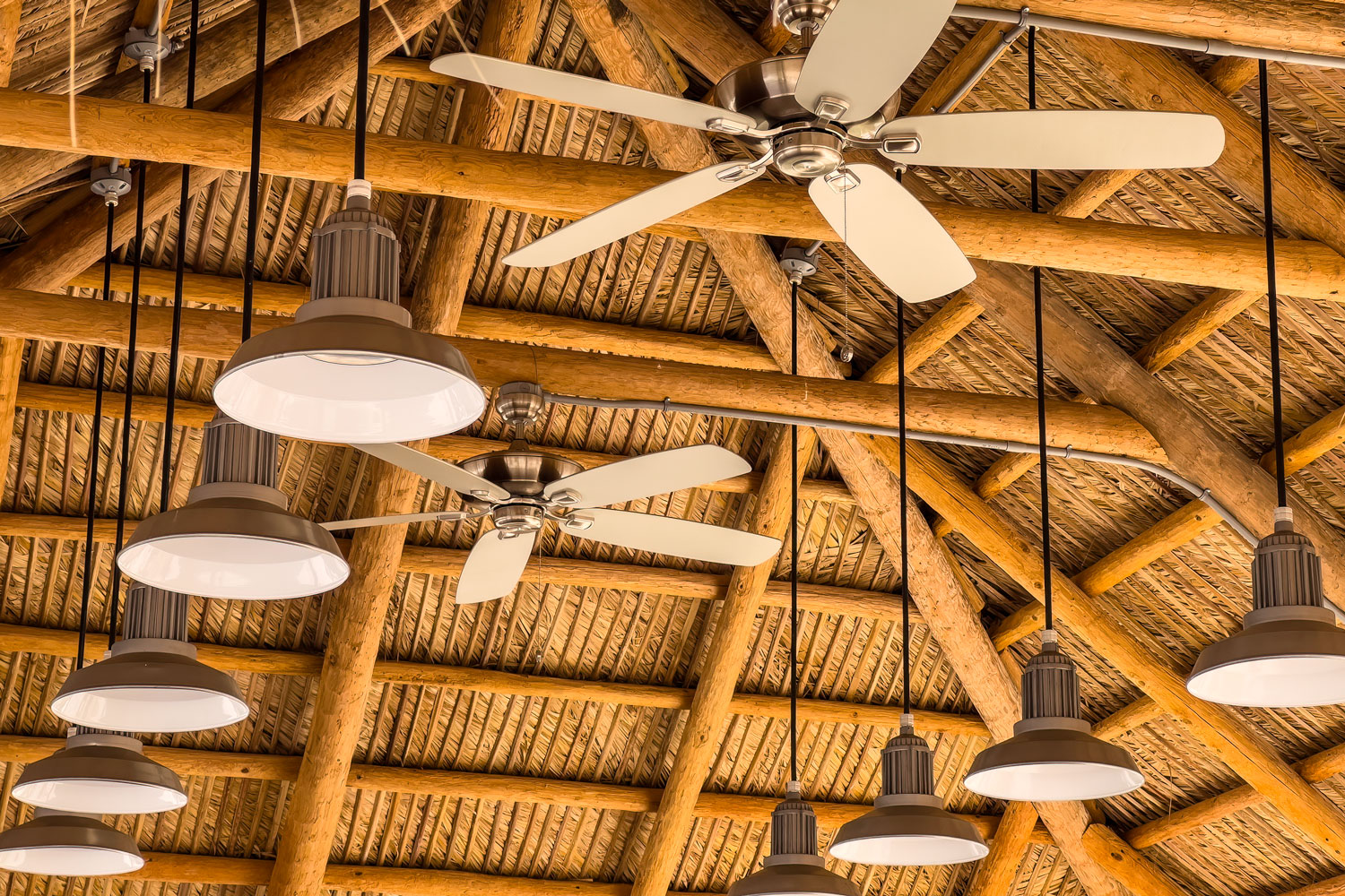 Two ceiling fans at a small beach house cottage