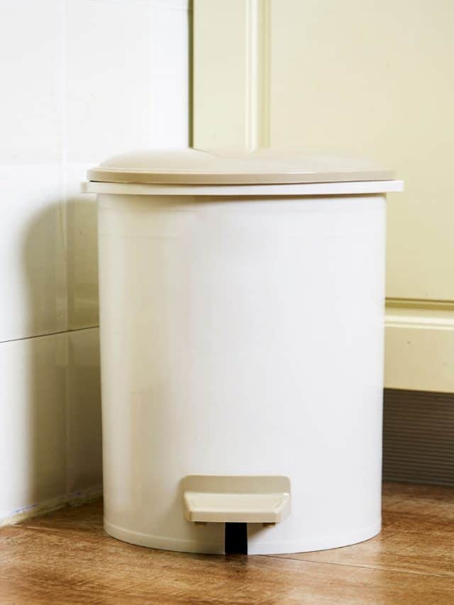 A trash bin placed on the corner of the kitchen, Where To Place A Garbage Can In The Kitchen?
