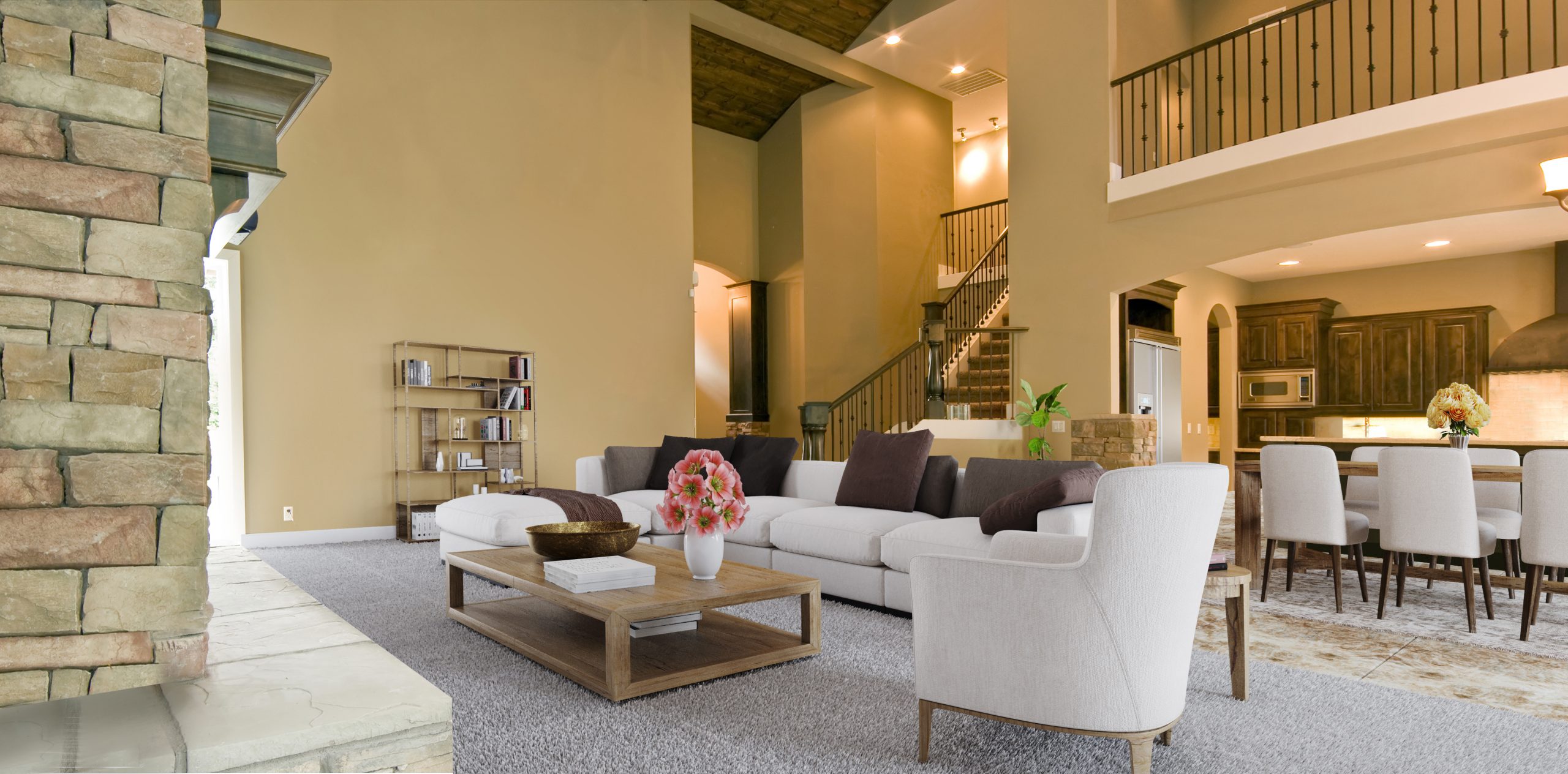 Transformation - Living Room Panorama in Luxury Home