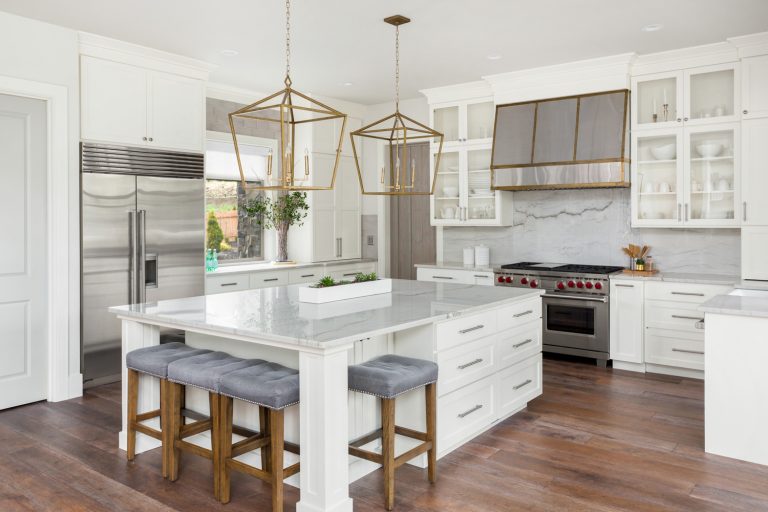 kitchen in newly constructed luxury home - How Many Pendants Over A Kitchen Island