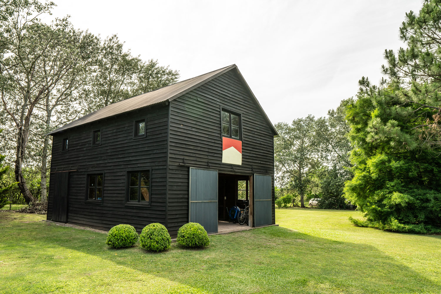 A barn converted and modified into a two story home