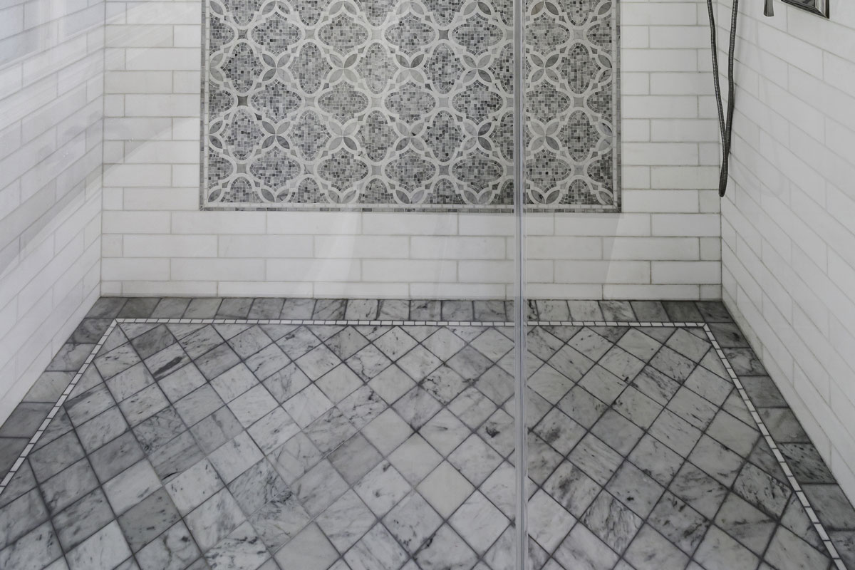 Clean White Shower with Tile Details