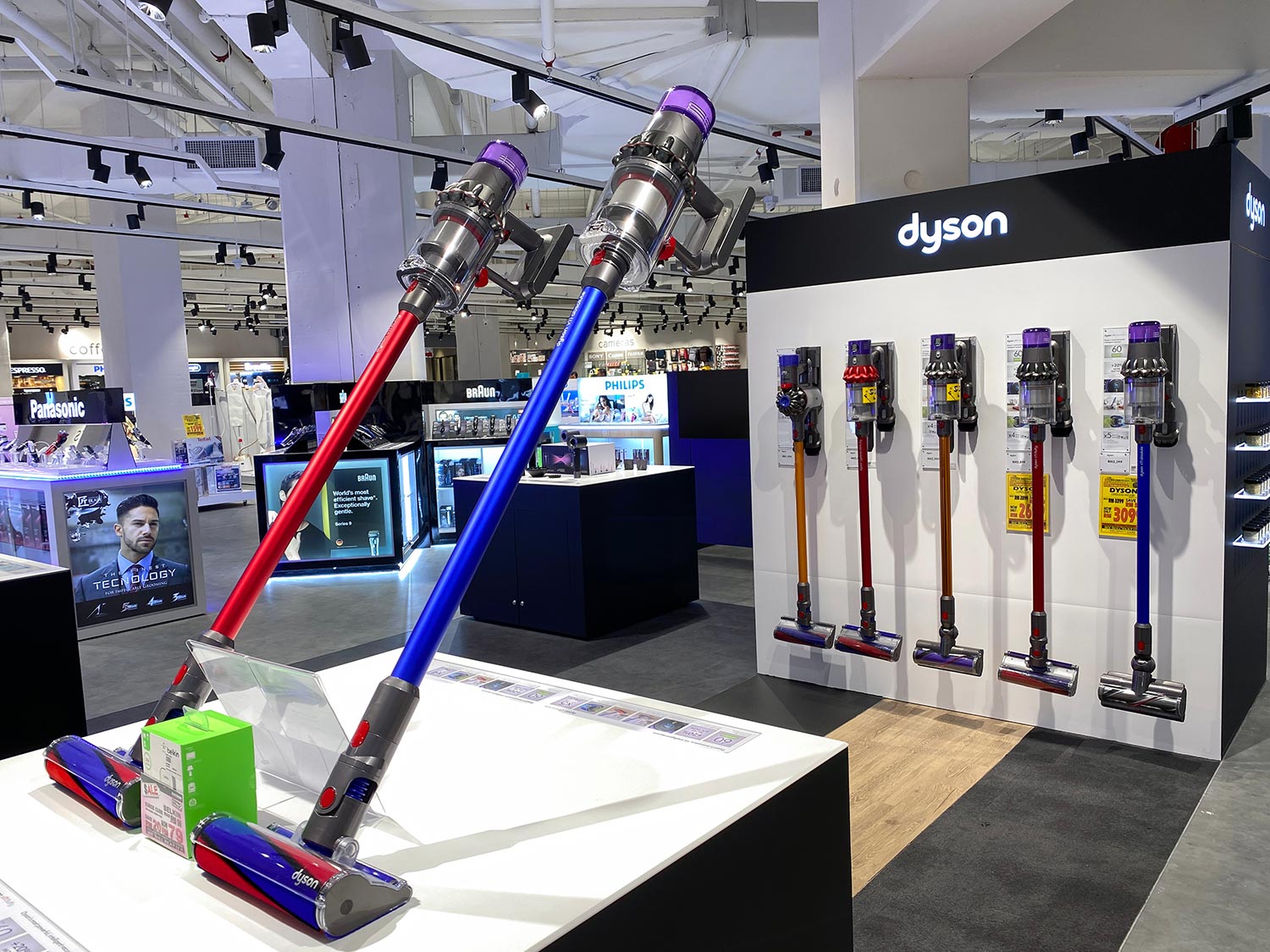 Dyson display their high quality latest vacuum cleaner V11 in Harvey Norman electrical store