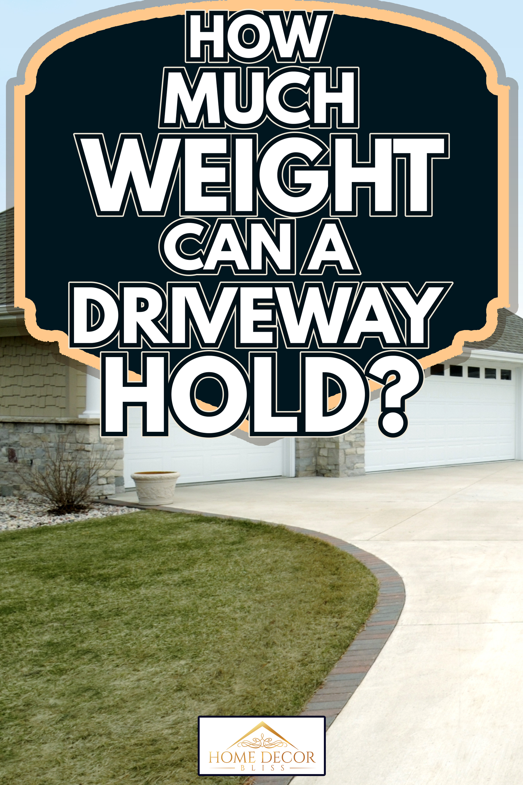 Extra Large Five Stall Garage, Gabled Roof, Concrete Drive Way - How Much Weight Can A Driveway Hold
