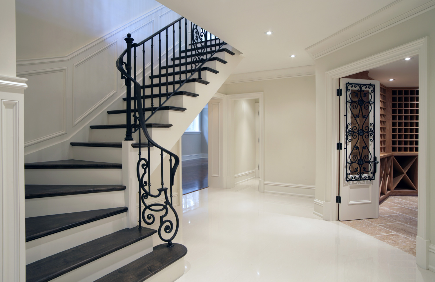 Hallway Interior of brand new mansion residence in North America.