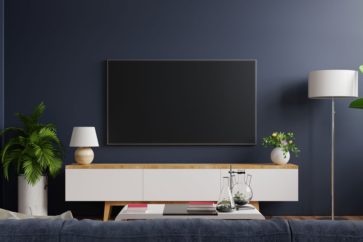 Mockup tv on cabinet in modern empty room