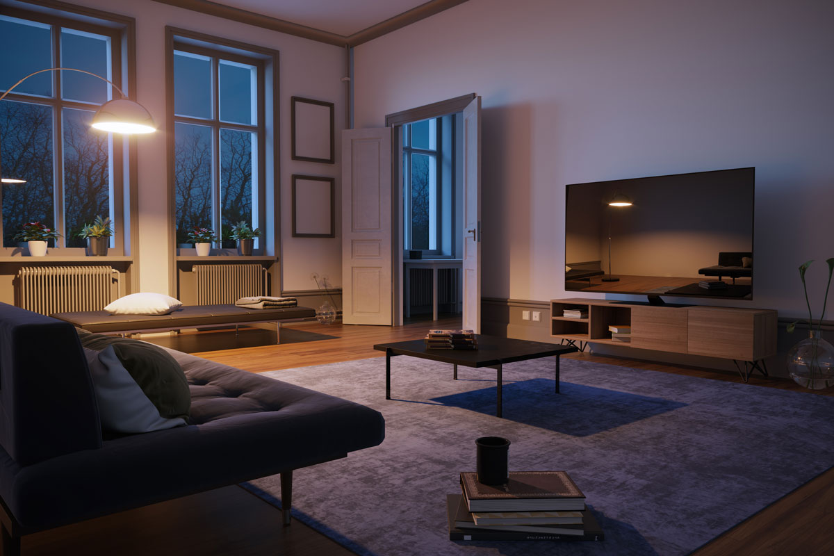 Scandinavian style and minimalist designed living room interior scene
