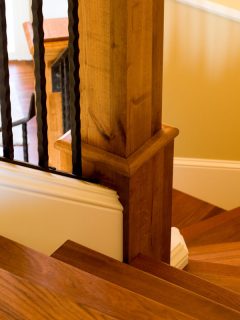 Top of curved flight of stairs, How To End Baseboard At Stairs