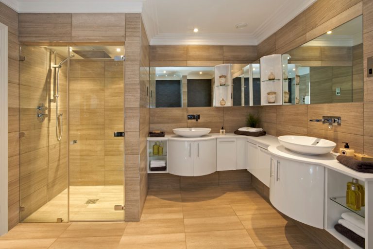 beautiful bathroom suite in a luxury new home with a large shower unit, 21 Awesome Shower Floor Tile Ideas